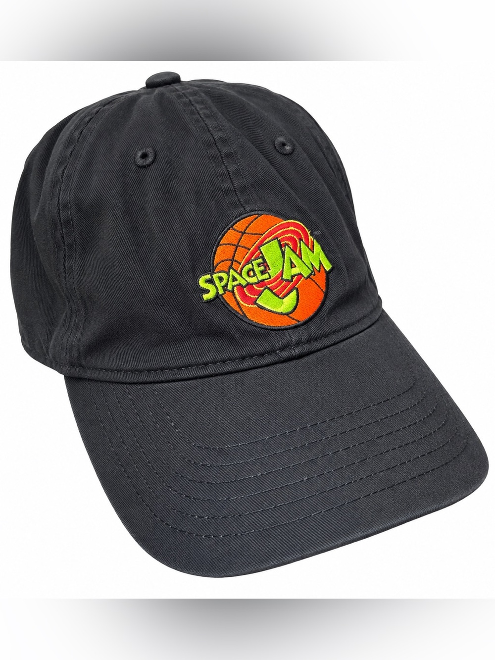 Space Jam Embroidered Logo Black Adjustable Dad Hat Cap One Size Warner Bros